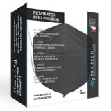 TEX-TECH respirátor FFP2 Premium, čierny (5 ks) MDM0069 shopaquatica.com, čierne šnúrky